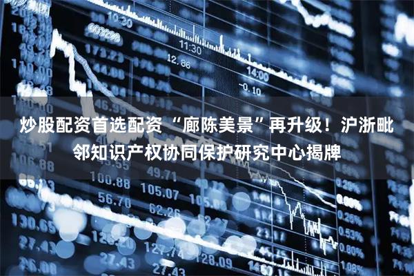 炒股配资首选配资 “廊陈美景”再升级！沪浙毗邻知识产权协同保护研究中心揭牌